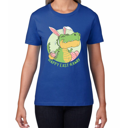 Happy Eastrawr Easter Bunny Dinosaur T-Rex RAWR Easter Egg Rabbit Funny Easter Day Womens Tee Top