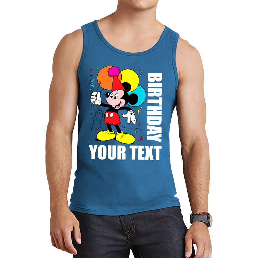 Personalised Disney Mickey Mouse Holding Balloons Birthday Your Text Disneyland Tank Top