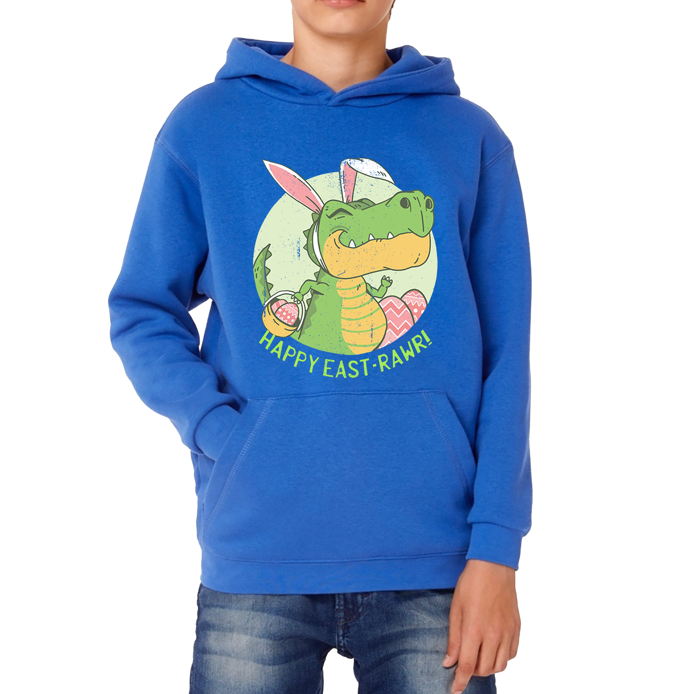 Happy Eastrawr Easter Bunny Dinosaur T-Rex RAWR Easter Egg Rabbit Funny Easter Day Kids Hoodie