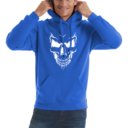 Skull Face Scary Horror Biker Racers Novelty Spooky Unisex Hoodie