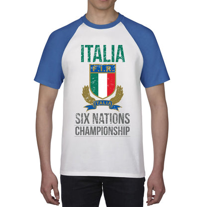 Italia Flag Logo Rugby Cup European Support World Six Nations Championship Baseball T Shirt