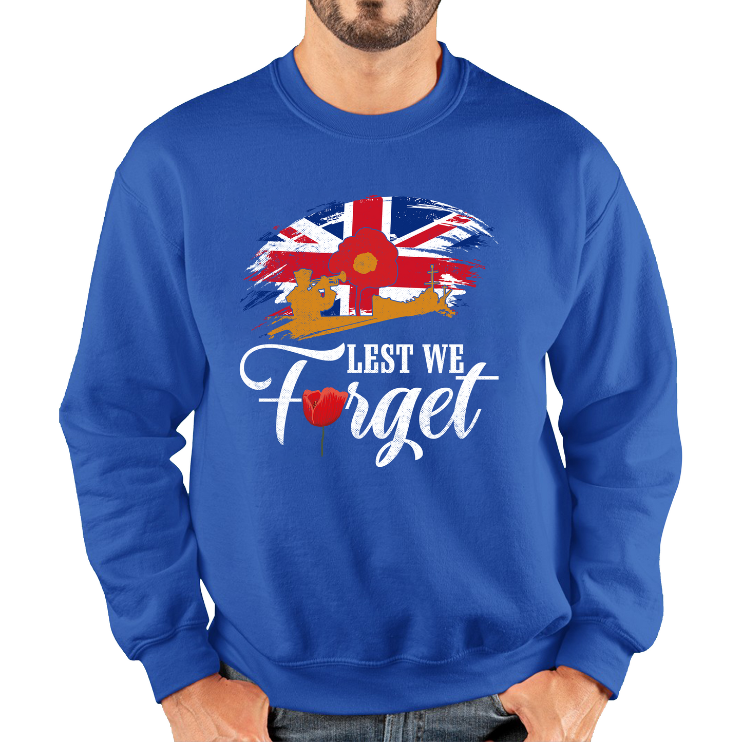 Poppy Flowers Lest We Forget Anzac Day British Veterans Sweatshirt