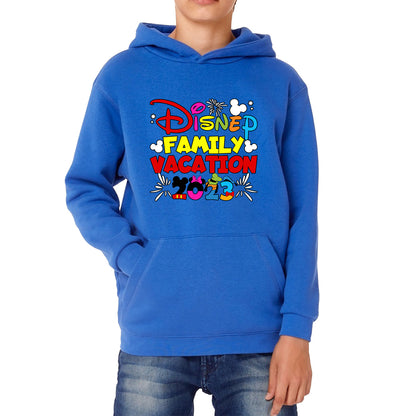 Disney Family Vacation 2023 Mickey Mouse Minnie Mouse Cartoon Disney Castle Disneyland Trip Kids Hoodie