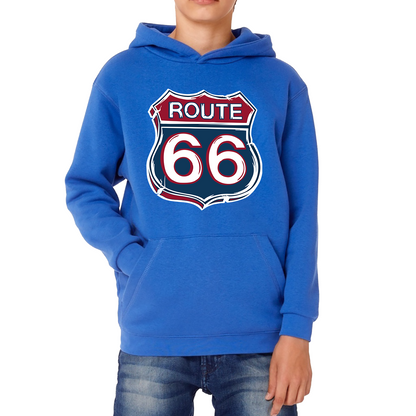 Route 66 Baseball Highway 66 US Biking Riding Highway Main Street of America Kids Hoodie