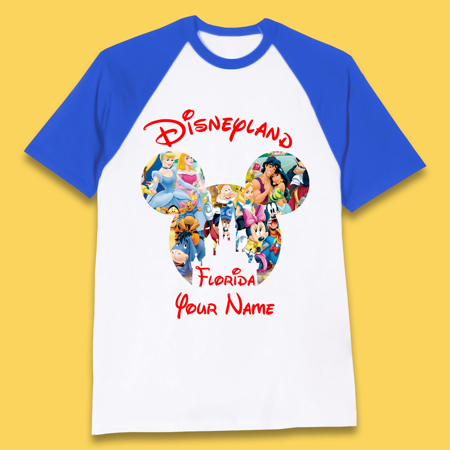 Personalised Disney Land Florida Mickey Minnie Mouse All Disney Characters Cartoons Magical Kingdom Disney Castle Disneyland Vacation Trip Baseball T Shirt