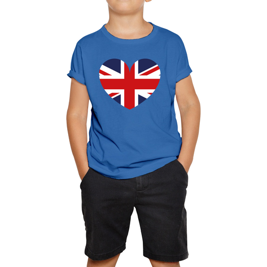 Uk Flag Heart Shape Battle Of Boyne's Queen Platinum Jubilee British Royal Kids Tee