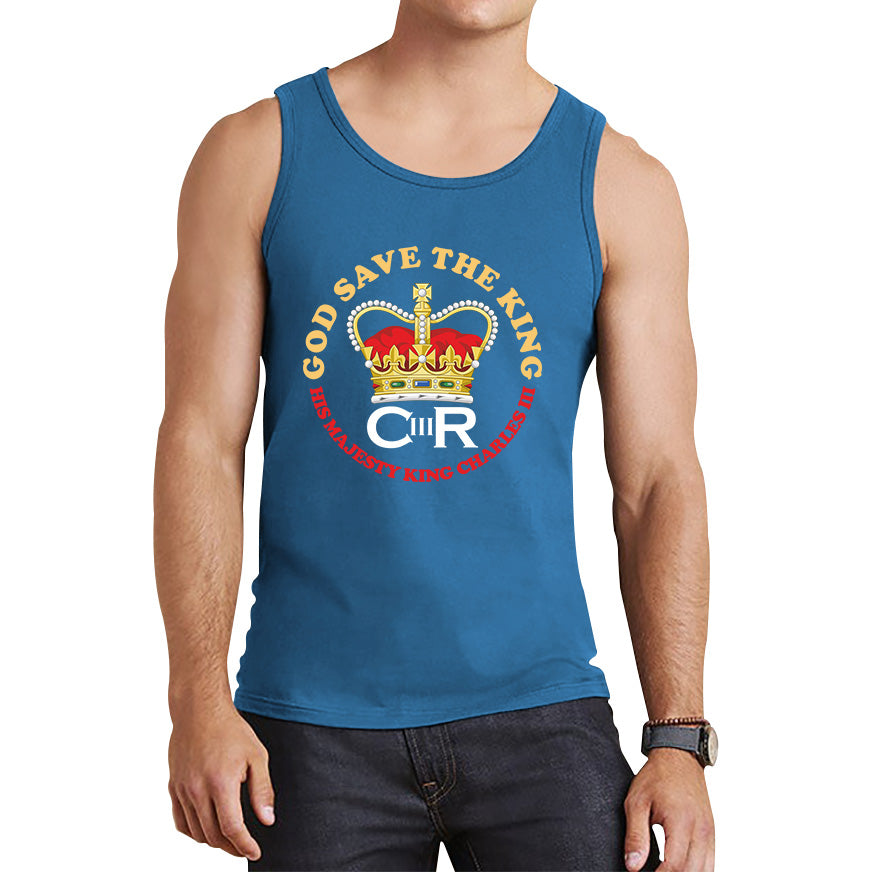 God Save The King CR III King Charles III Coronation 2023 His Majesty British Royal Crown Union Jack Tank Top