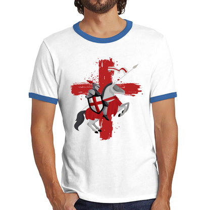 St George Day The Medieval Knight Saint Of England Celebrated On Saint Georges's Day Riding His Rearing Horse Ringer T Shirt