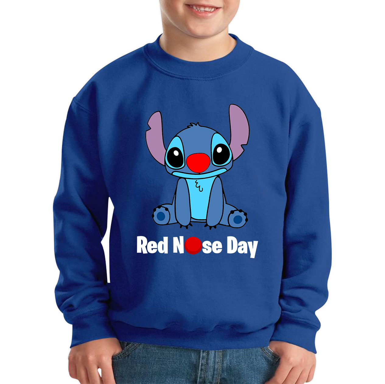 Disney Stitch Red Nose Day Sweatshirt.