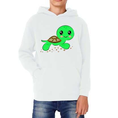 Swimming Cartoon Turtle, Funny Cute Little Sea Turtle Kids Hoodie