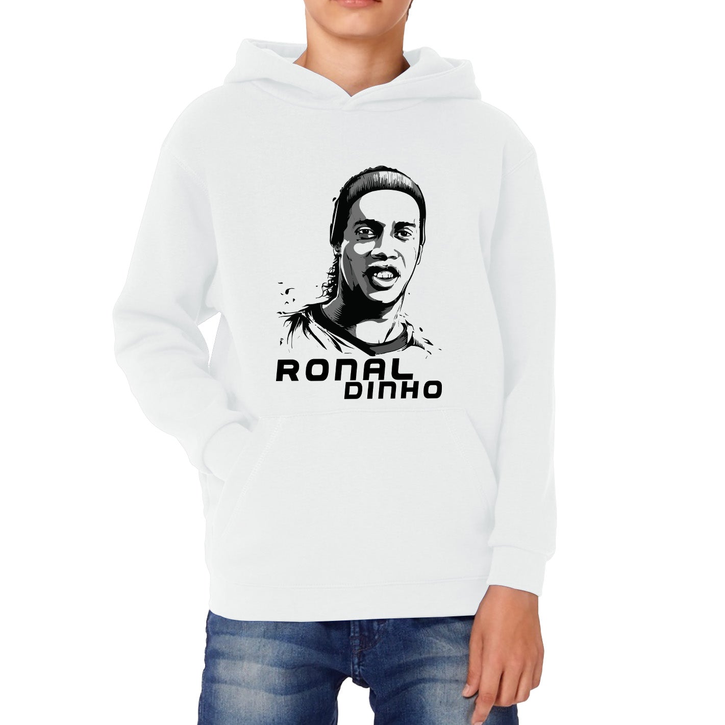 Football Player Retro Style Portrait Brazil Soccer Player Brazilian Retired Professional Footballer Sports Champion Kids Hoodie