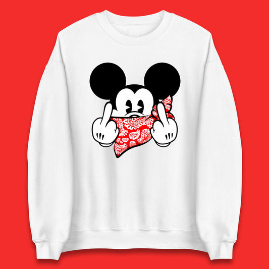 Fuck You Mickey Mouse Middle Fingers Funny Bad Ass Sarcastic Disney Mickey Sarcasm Humor Joke Unisex Sweatshirt