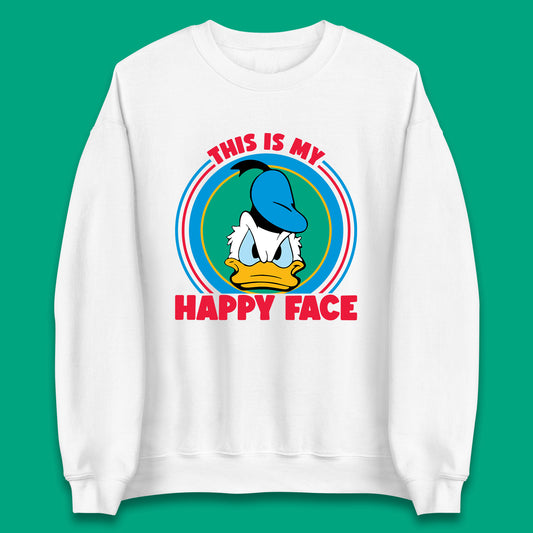 This Is My Happy Face Donald Duck Funny Animated Cartoon Character Angry Duck Disneyland Trip Disney Vacations Unisex Sweatshirt