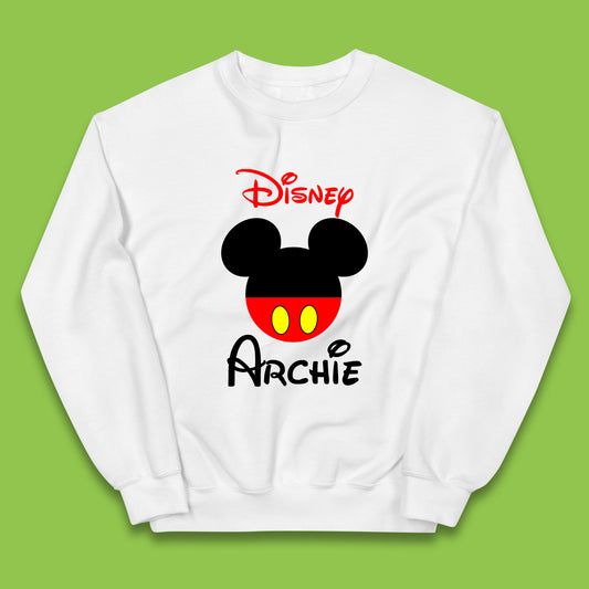 Personalised Disney Mickey Mouse Minnie Mouse Head Your Name Cute Character Disney World  Kids Jumper