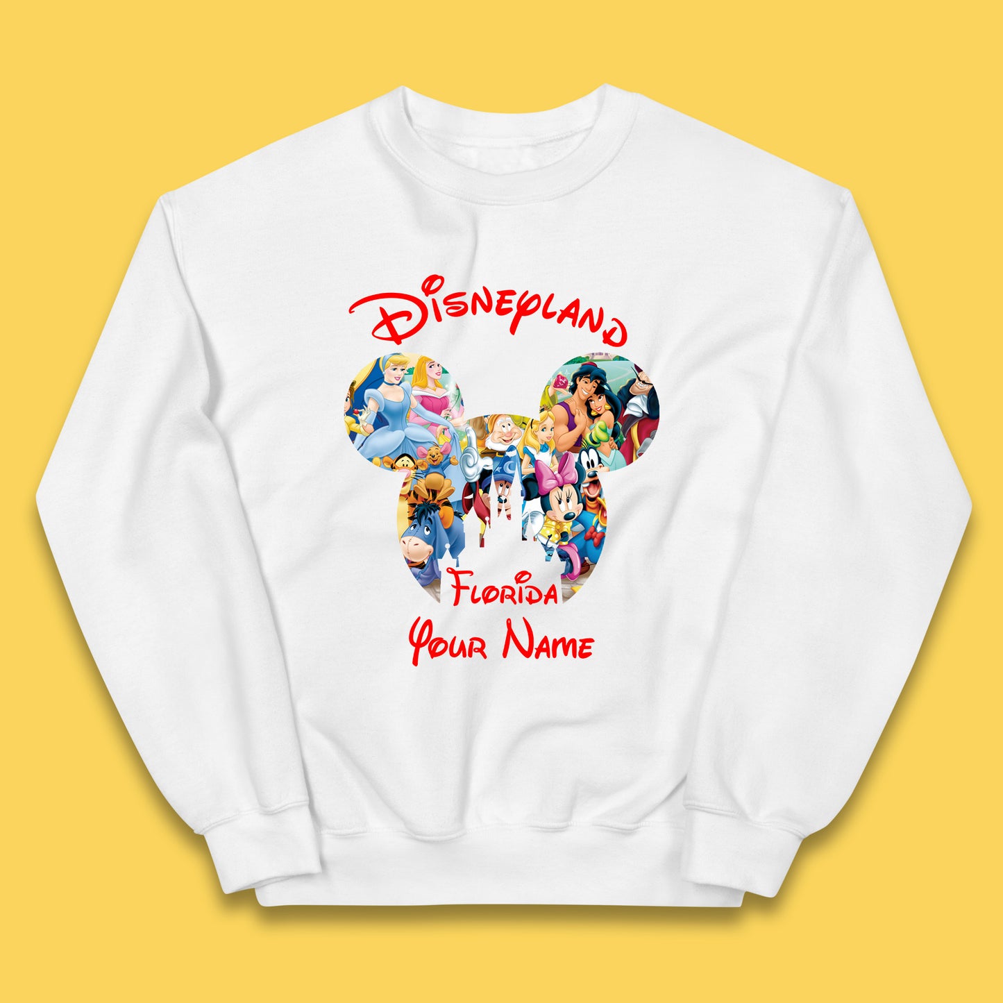 Personalised Disney Land Florida Mickey Minnie Mouse All Disney Characters Cartoons Magical Kingdom Disney Castle Disneyland Vacation Trip Kids Jumper