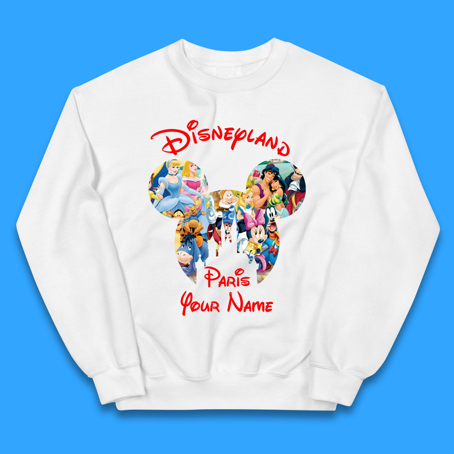 Personalised Disney Land Paris Mickey Minnie Mouse All Disney Characters Cartoons Magical Kingdom Disney Castle Disneyland Vacation Trip Kids Jumper