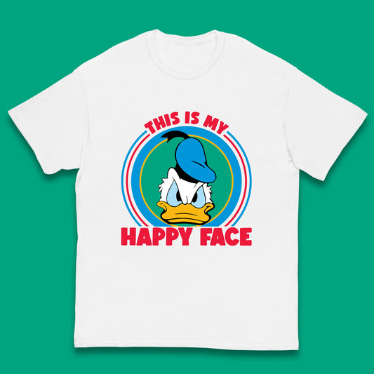 This Is My Happy Face Donald Duck Funny Animated Cartoon Character Angry Duck Disneyland Trip Disney Vacations Kids T Shirt