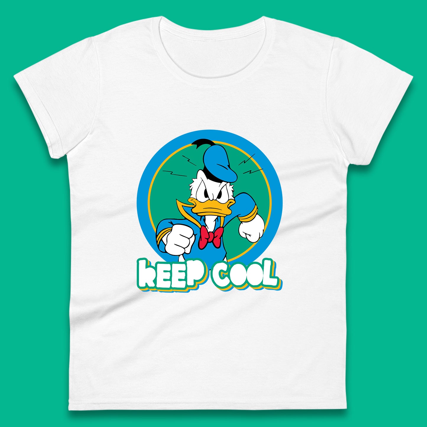 Keep Cool Donald Duck Animated Cartoon Character Angry Duck Disneyland Trip Disney Vacations Womens Tee Top