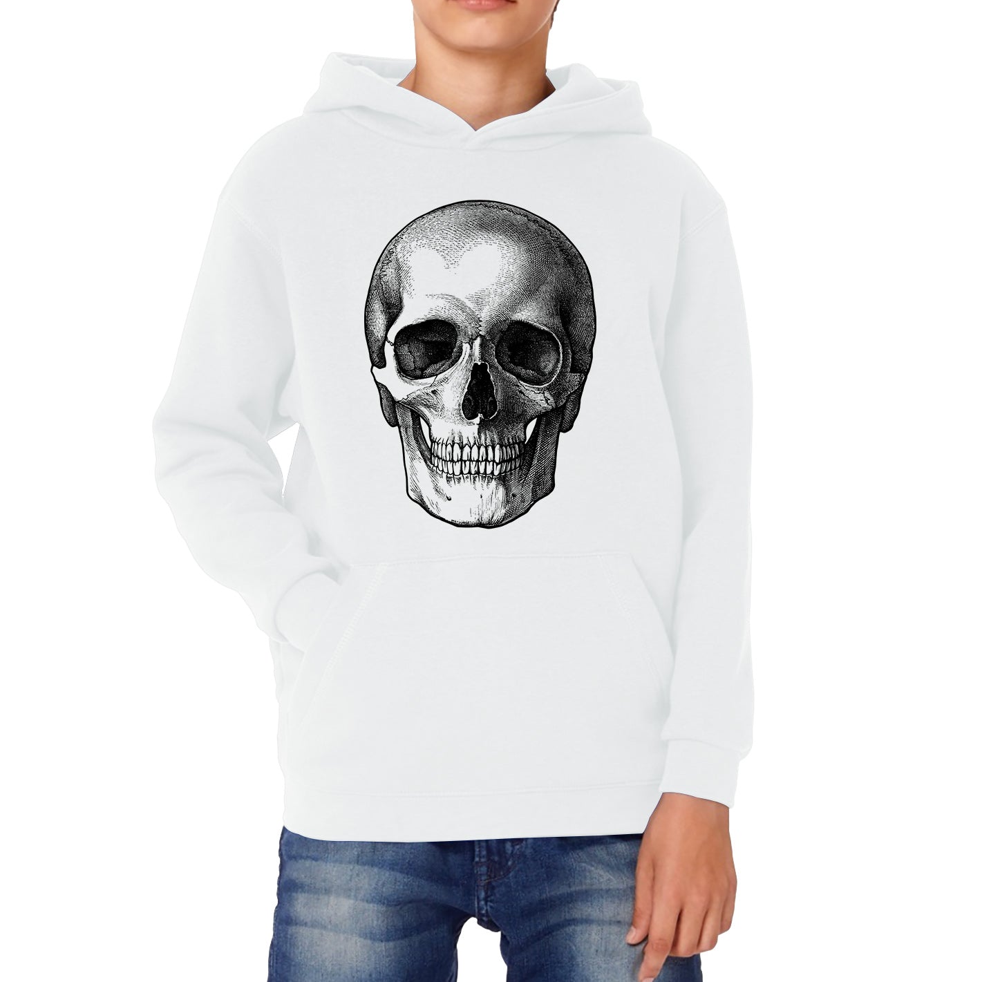 Skull Face Bikers Racers Novelty Design Spooky Funny Kids Hoodie