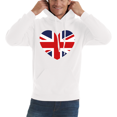 Uk Flag Heart Shape Battle Of Boyne's Queen Platinum Jubilee British Royal Unisex Hoodie