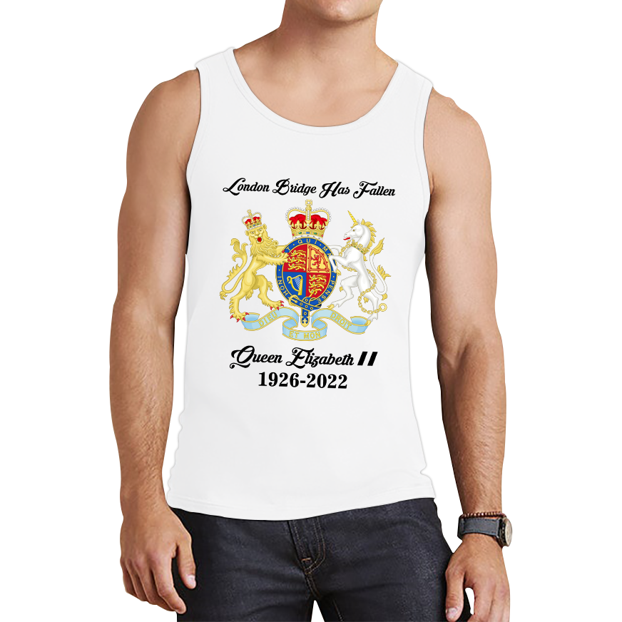 London Bridge Has Fallen Queen Elizabeth II Union Jack Queen's Crown Tank Top