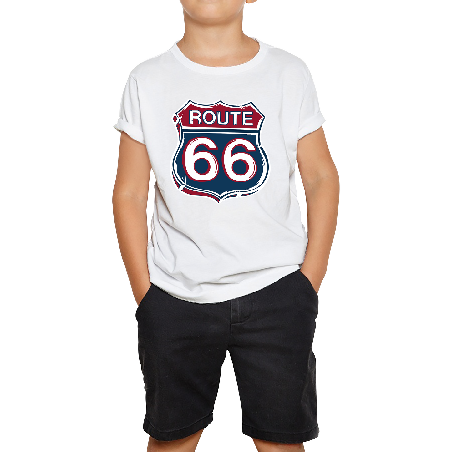 Route 66 Baseball Highway 66 US Biking Riding Highway Main Street of America Kids Tee