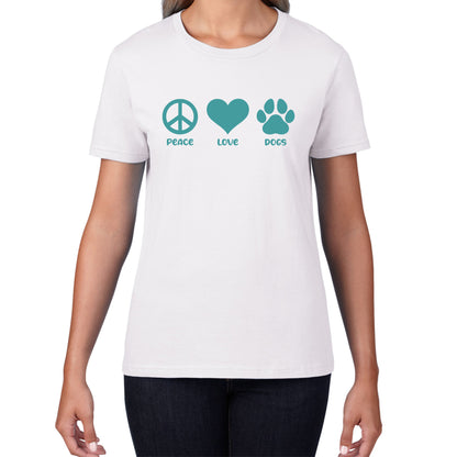 Peace Love Dogs Dog Paws Funny Dog Lovers Animal Pet Peace Logo Womens Tee Top