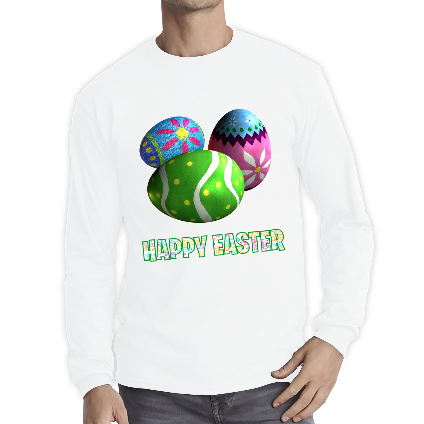 Happy Easter Bunny Colorful Egg Easter Bunny Egg Happy Easter Day Long Sleeve T Shirt