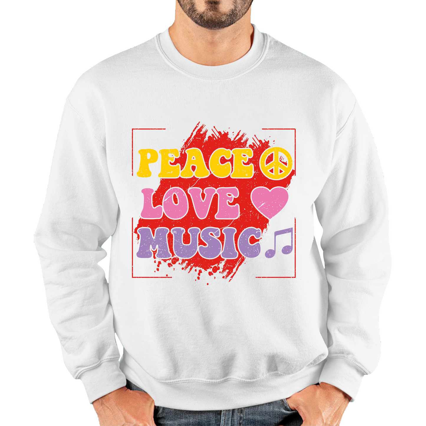 Peace Love Music Funny Music Lover Inspirational Motivational Music Festival Musician Unisex Sweatshirt