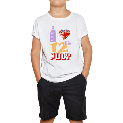 I Love 12th July Funny UK United Kingdom Vintage Flag Great Britain Proud British Long Live Uk Forever Kids Tee