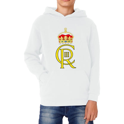 Royal Cypher King Charles III Coronation CR III Ruling Monarch Of Uk Royal Crown Great Britain Kids Hoodie