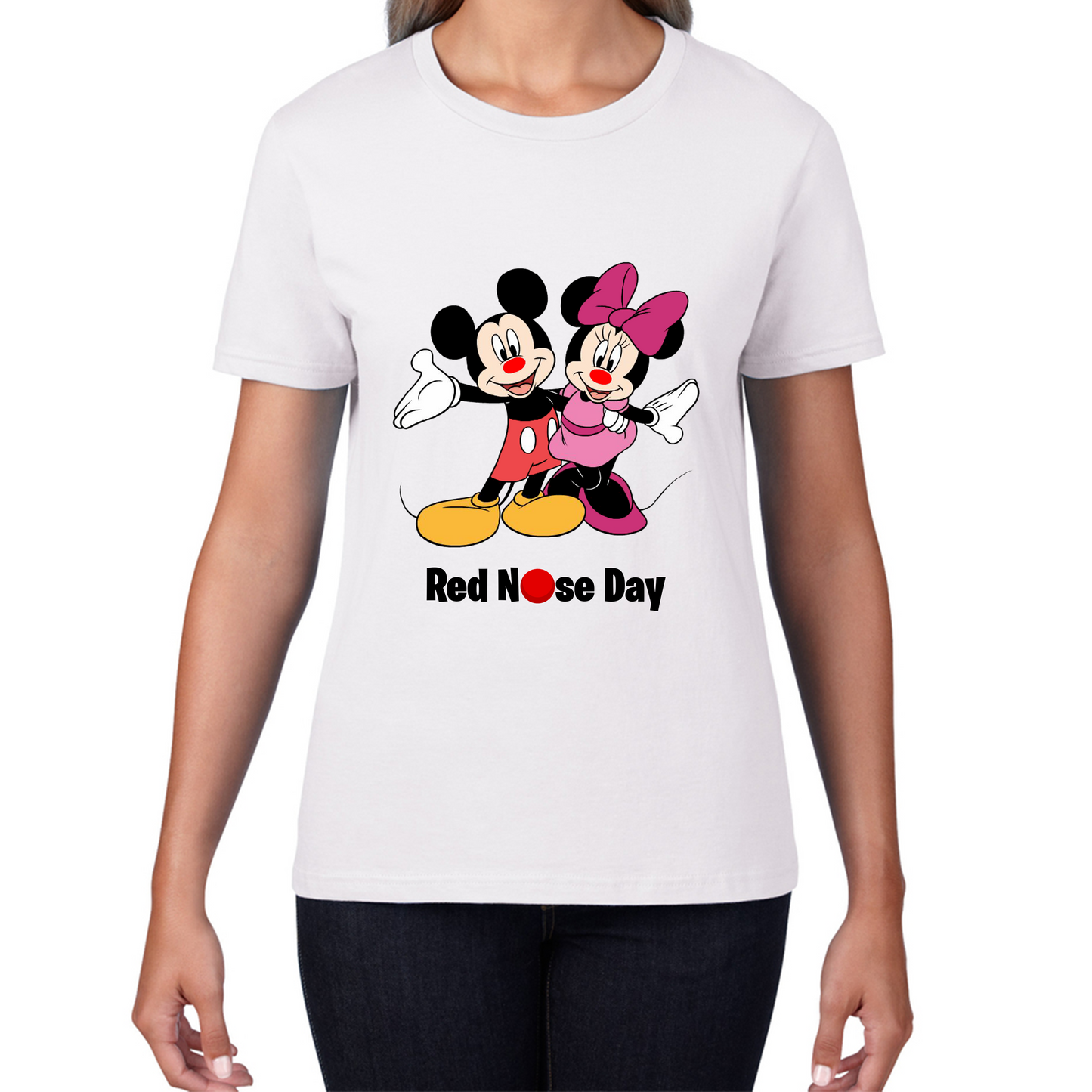 Mickey And Minnie Mouse Red Nose Day T Shirt