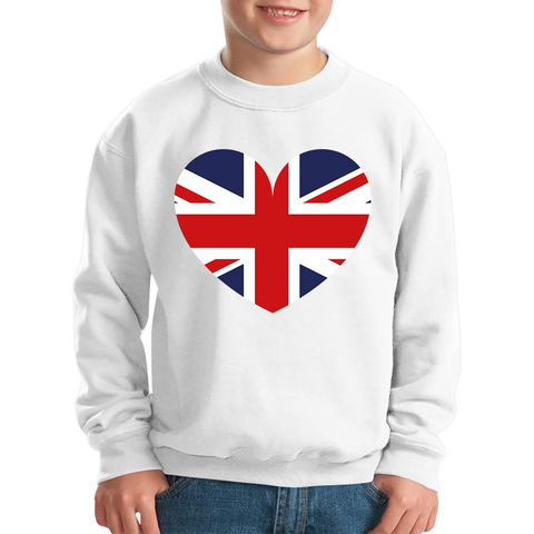 Uk Flag Heart Shape Battle Of Boyne's Queen Platinum Jubilee British Royal Kids Jumper