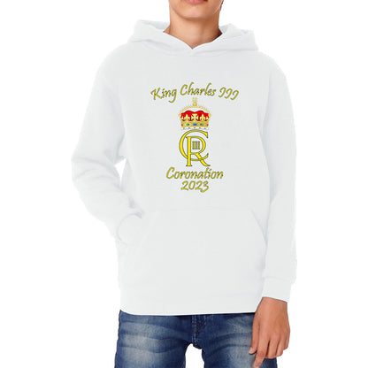 King Charles III Coronation 2023 Royal Crown Royal Cypher God Save The King Union Jack Kids Hoodie