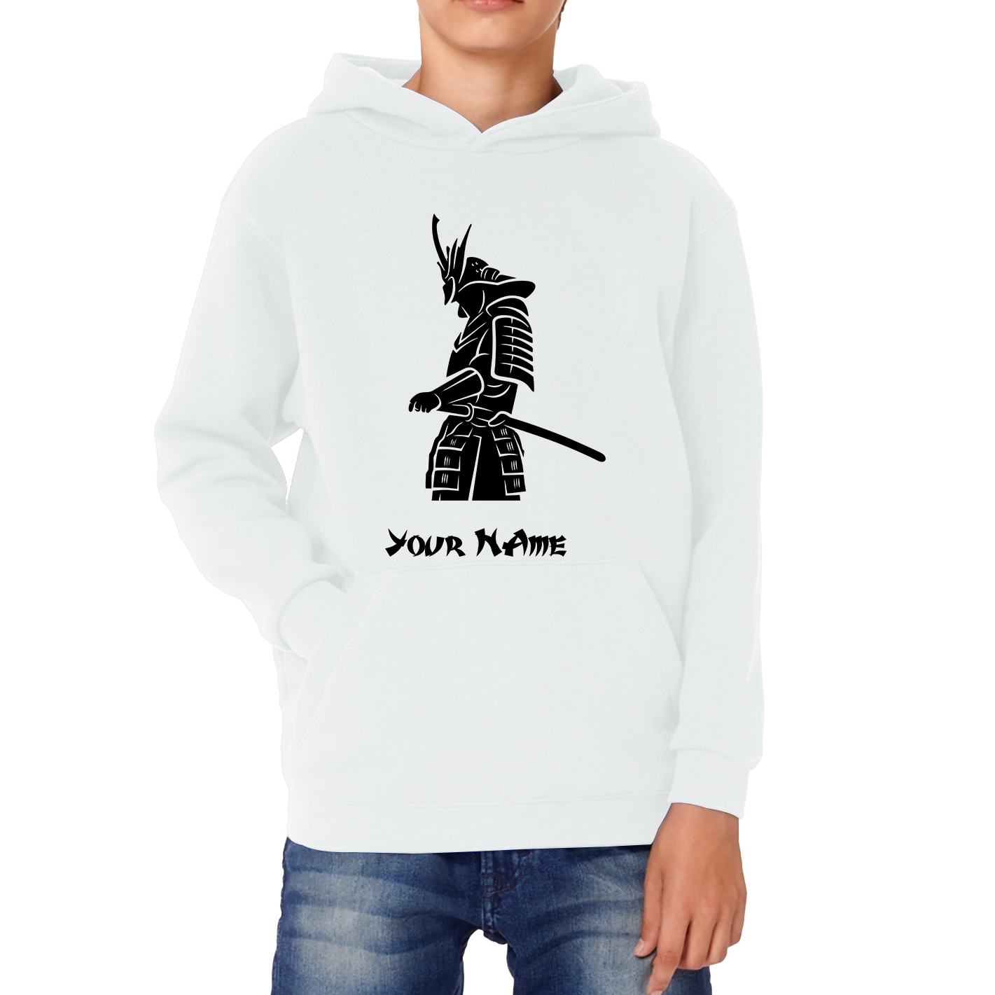 Personalised Samurai Your Name Japanese Retro Samurai Warrior Judo Karate MMA Swords Kids Hoodie