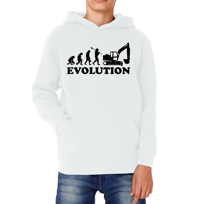 Evolution Of Excavator Operator Bulldozer Construction Digger Excavator Kids Hoodie