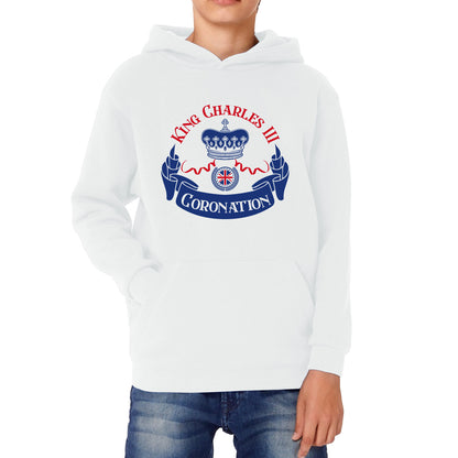 King Charles III Coronation Royal Crown CR III God Save The King Union Jack His Majesty Kids Hoodie