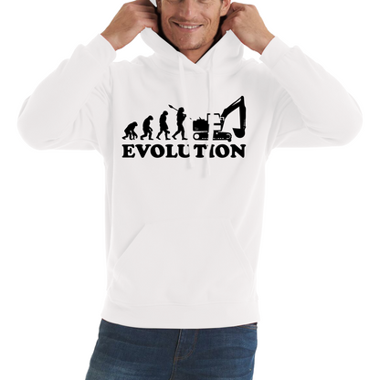 Evolution Of Excavator Operator Bulldozer Construction Digger Excavator Unisex Hoodie