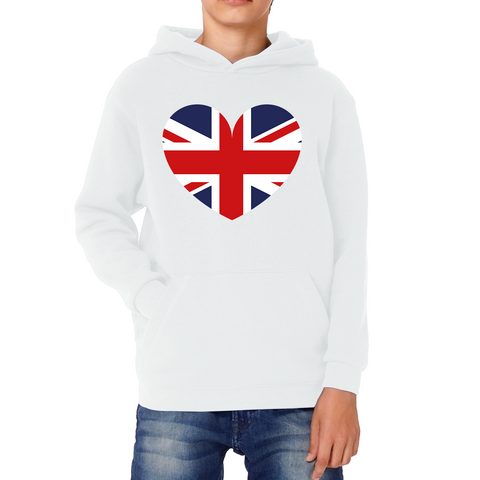 Uk Flag Heart Shape Battle Of Boyne's Queen Platinum Jubilee British Royal Kids Hoodie