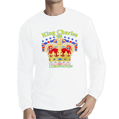 King Charles III 2023 Coronation  Royal Crown UK Ruling Monarch CR III Great Britain Pride Long Sleeve T Shirt