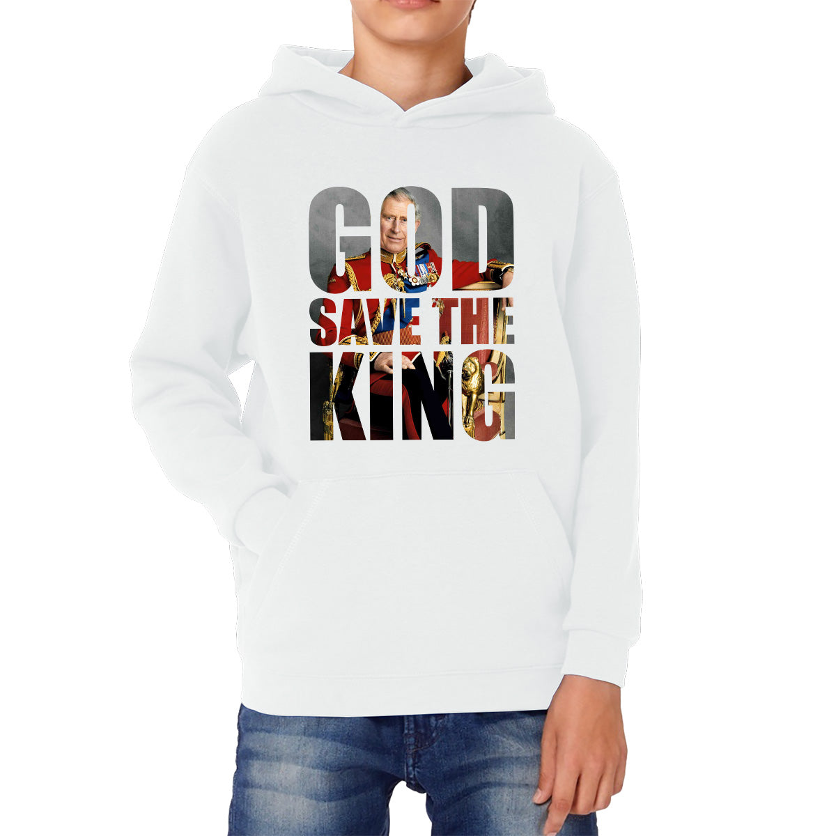 God Save The King Coronation Of King Charles III 2023 Ruling Monarch Of England CR III His Majesty Kids Hoodie