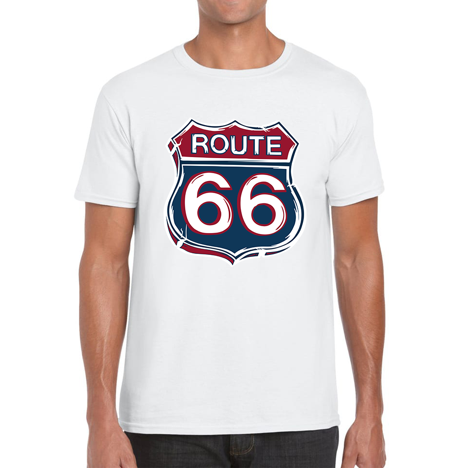 Route 66 Baseball Highway 66 US Biking Riding Highway Main Street of America Mens Tee Top