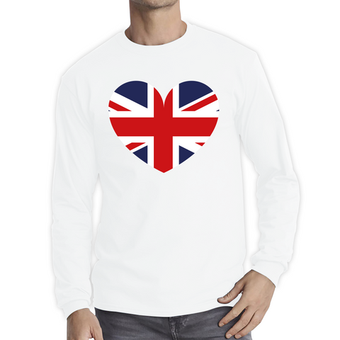 Uk Flag Heart Shape Battle Of Boyne's Queen Platinum Jubilee British Royal Long Sleeve T Shirt