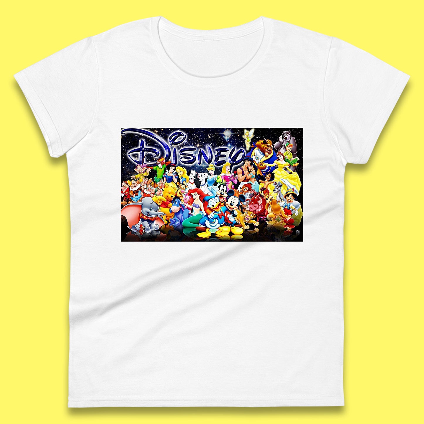 All Disney Fictional Characters Poster Disney Family Animated Cartoons Movies Characters Disney World Womens Tee Top