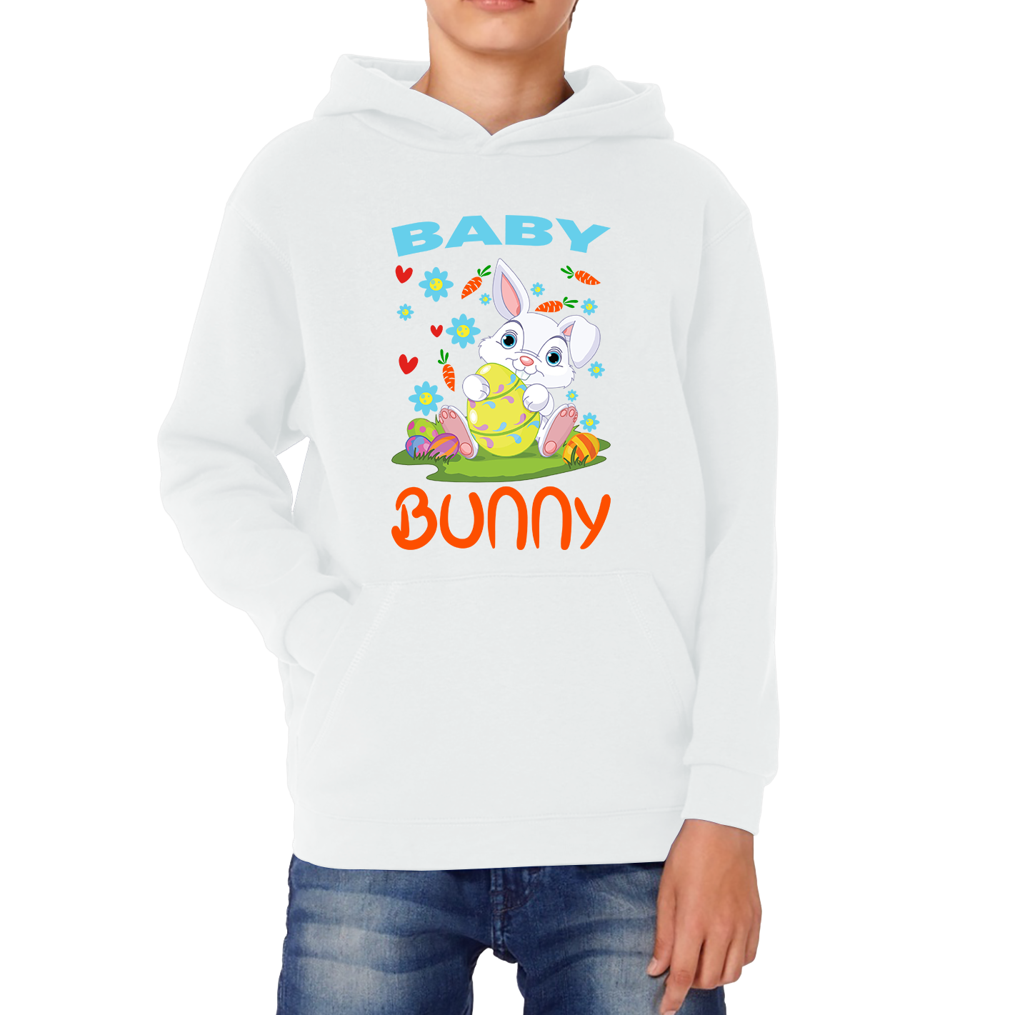 Baby Bunny Cute Little Bunny With Egg Happy Easter Day Kids Hoodie