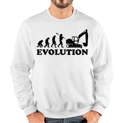 Evolution Of Excavator Operator Bulldozer Construction Digger Excavator Unisex Sweatshirt