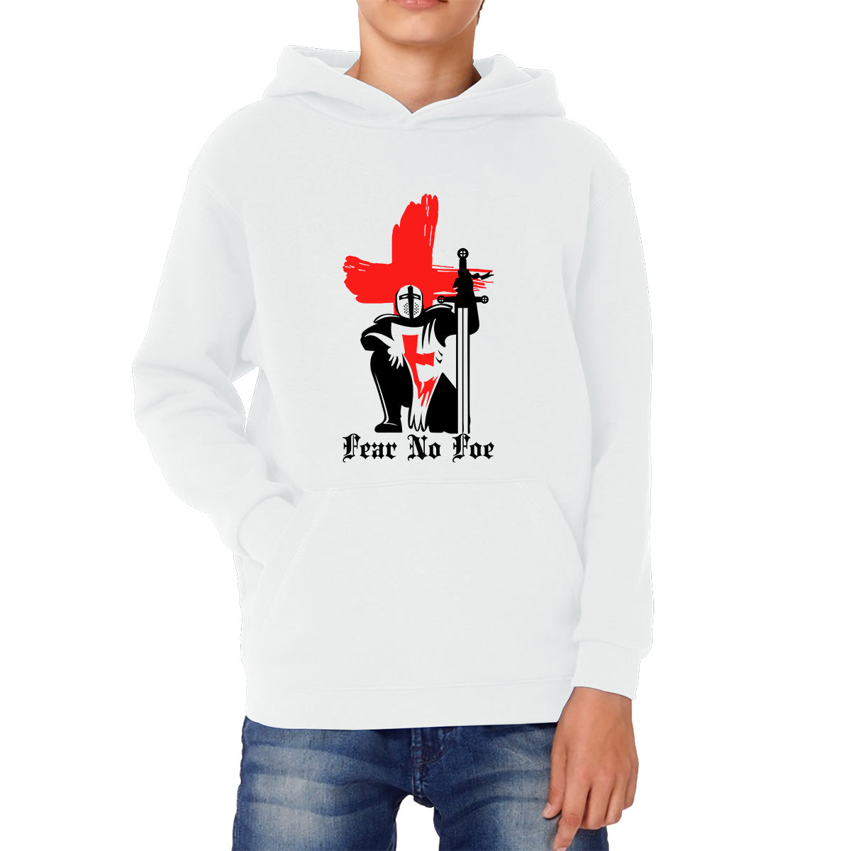 St George's Day 2023 England Red Flag Knights Templar London Saint George day Warrior Fighter Patriotic Kids Hoodie