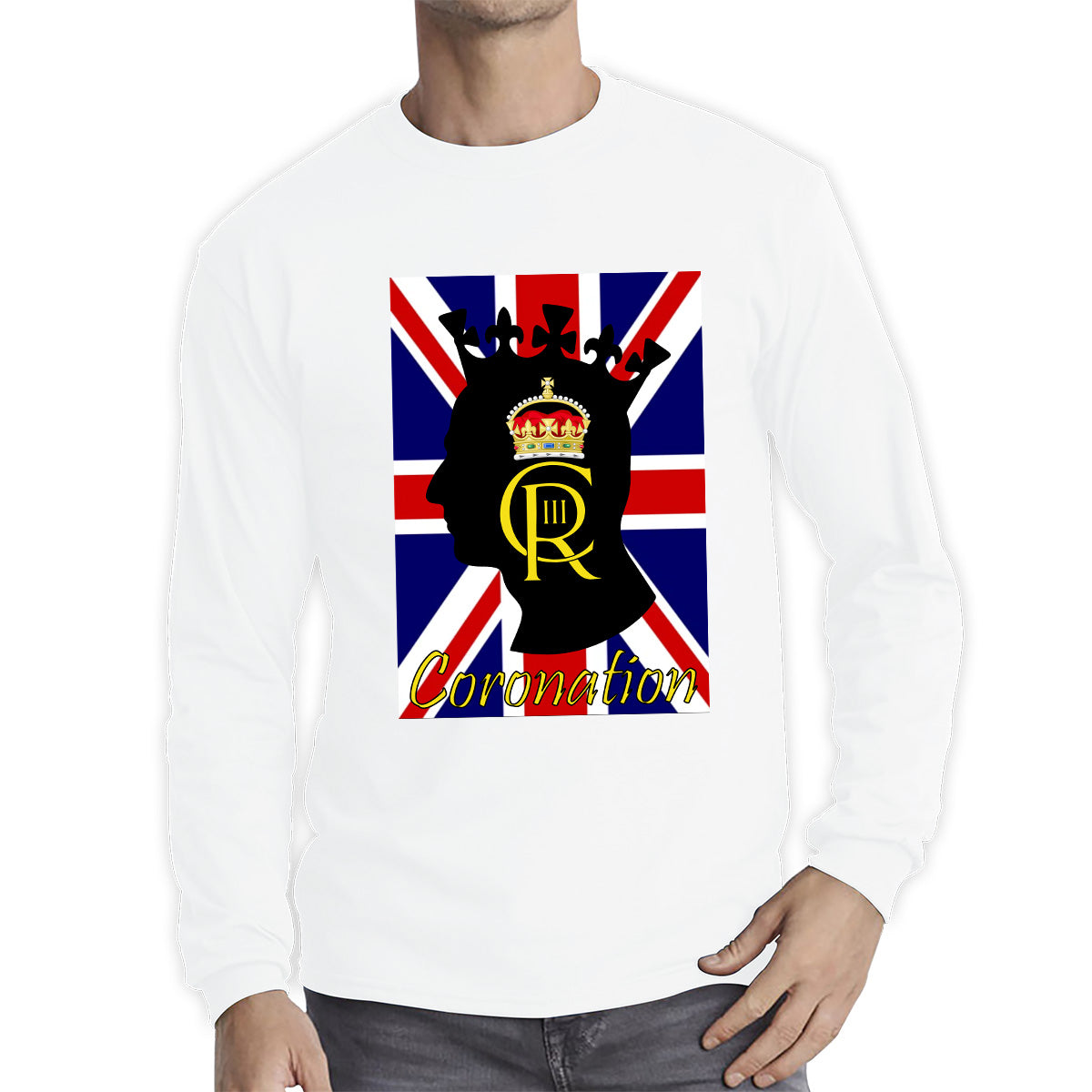 CR III Coronation Of King Charles III Royal Crown British Flag Great Britain Union Jack Long Sleeve T Shirt