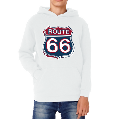 Route 66 Baseball Highway 66 US Biking Riding Highway Main Street of America Kids Hoodie