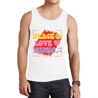 Peace Love Music Funny Music Lover Inspirational Motivational Music Festival Musician Tank Top